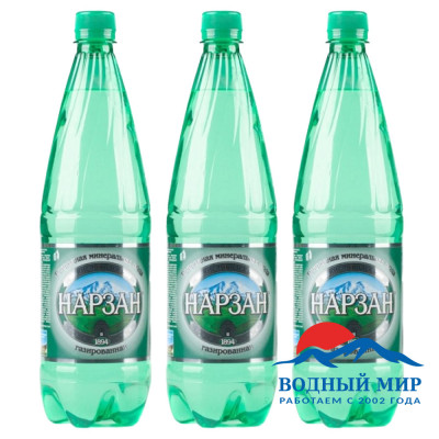 Нарзан 1 литр, пластиковая бутылка, 9 бутылок в упаковке