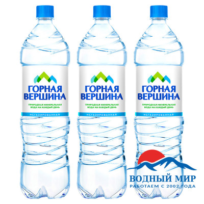 Вода Горная вершина, 1,5 литра, негазированная, 6 бутылок